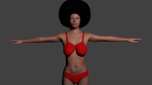 Afro Hairstyled Female in Red Bikini preview image